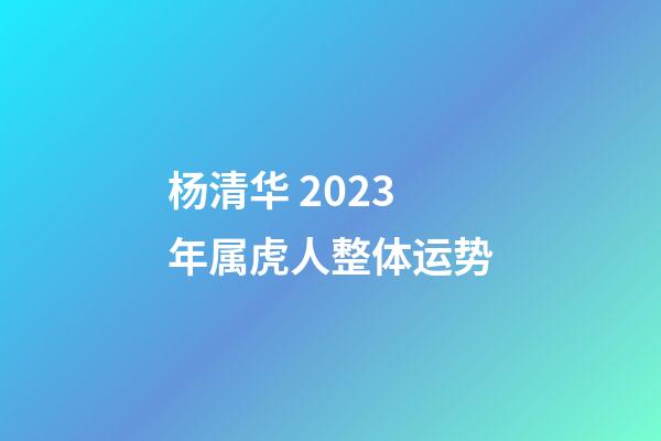 杨清华 2023年属虎人整体运势